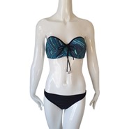 Peacock Blue Two Piece Push Up Swimsuit, Swimwear